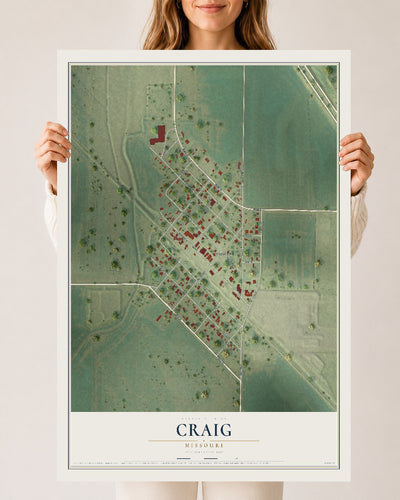 Map of Craig, Missouri, 24 x 36 inch unframed archival matte print