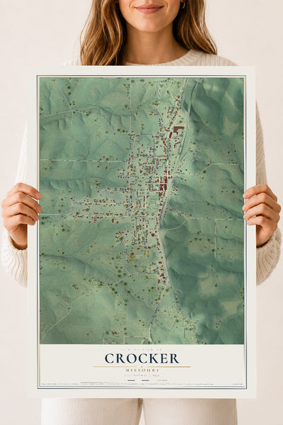 Map of Crocker, Missouri, 18 x 24 inch unframed archival matte print