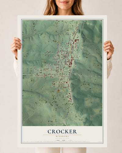 Map of Crocker, Missouri, 24 x 36 inch unframed archival matte print