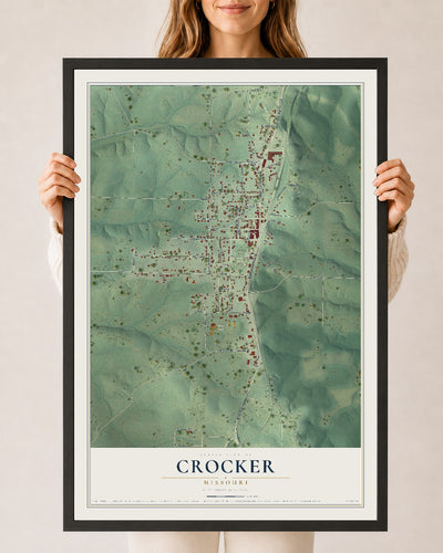 Map of Crocker, Missouri, 24 x 36 inch print in a black wood frame