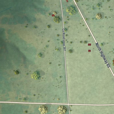Second close-up of the map of Cross Timbers, Missouri print showing more streets and buildings