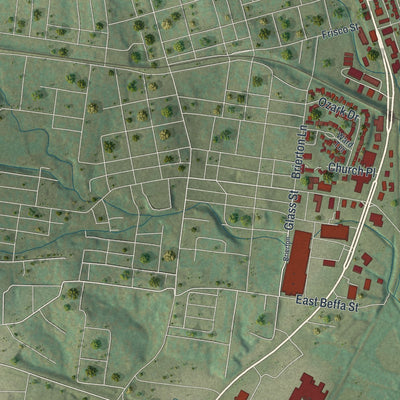 Second close-up of the map of Crystal City, Missouri print showing more streets and buildings