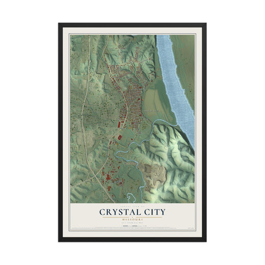 Map of Crystal City, Missouri, 12 x 18 inch print in a black wood frame