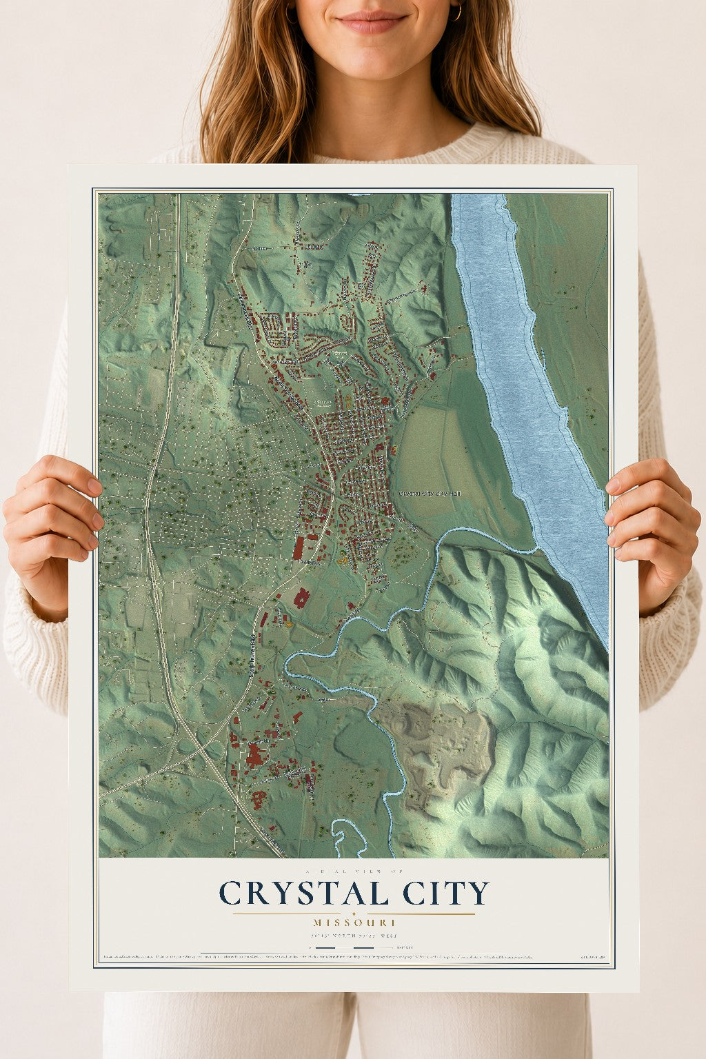 Map of Crystal City, Missouri, 18 x 24 inch unframed archival matte print