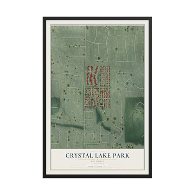 Map of Crystal Lake Park, Missouri, 12 x 18 inch print in a black wood frame