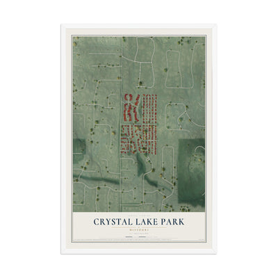 Map of Crystal Lake Park, Missouri, 12 x 18 inch print in a white wood frame