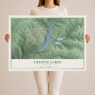 Map of Crystal Lakes, Missouri, 24 x 36 inch unframed archival matte print