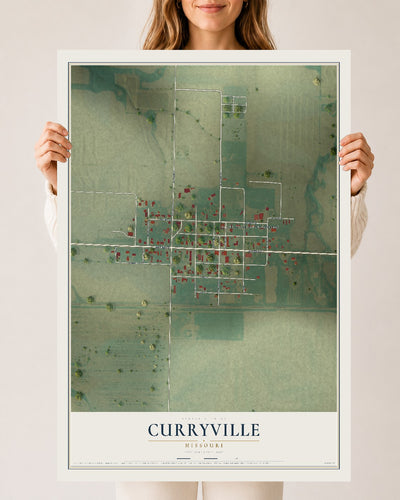 Map of Curryville, Missouri, 24 x 36 inch unframed archival matte print