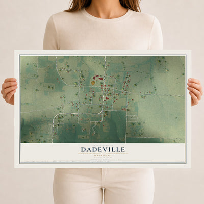 Map of Dadeville, Missouri, 12 x 18 inch unframed archival matte print