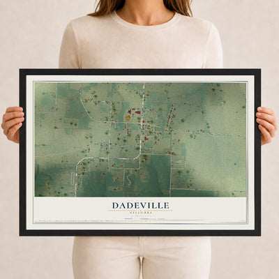 Map of Dadeville, Missouri, 12 x 18 inch print in a black wood frame