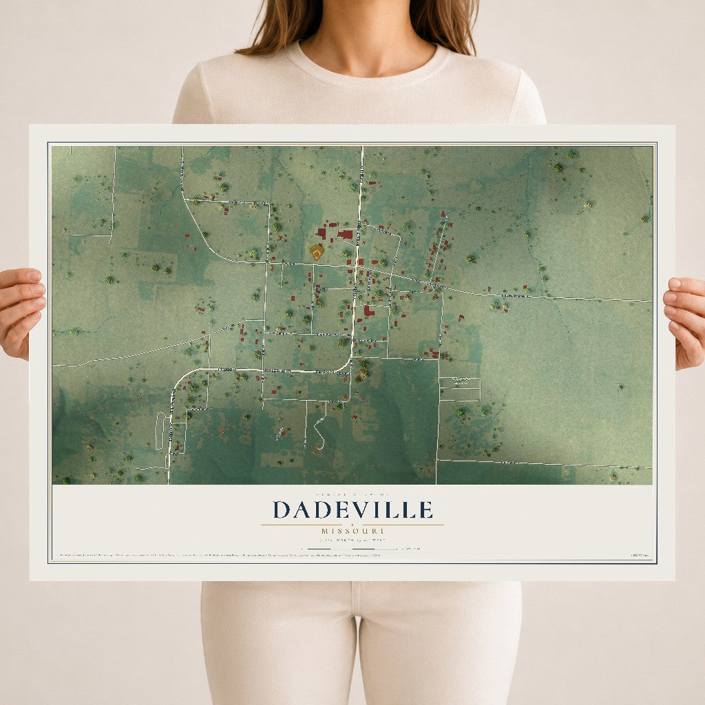 Map of Dadeville, Missouri, 18 x 24 inch unframed archival matte print