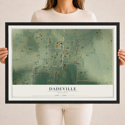 Map of Dadeville, Missouri, 18 x 24 inch print in a black wood frame