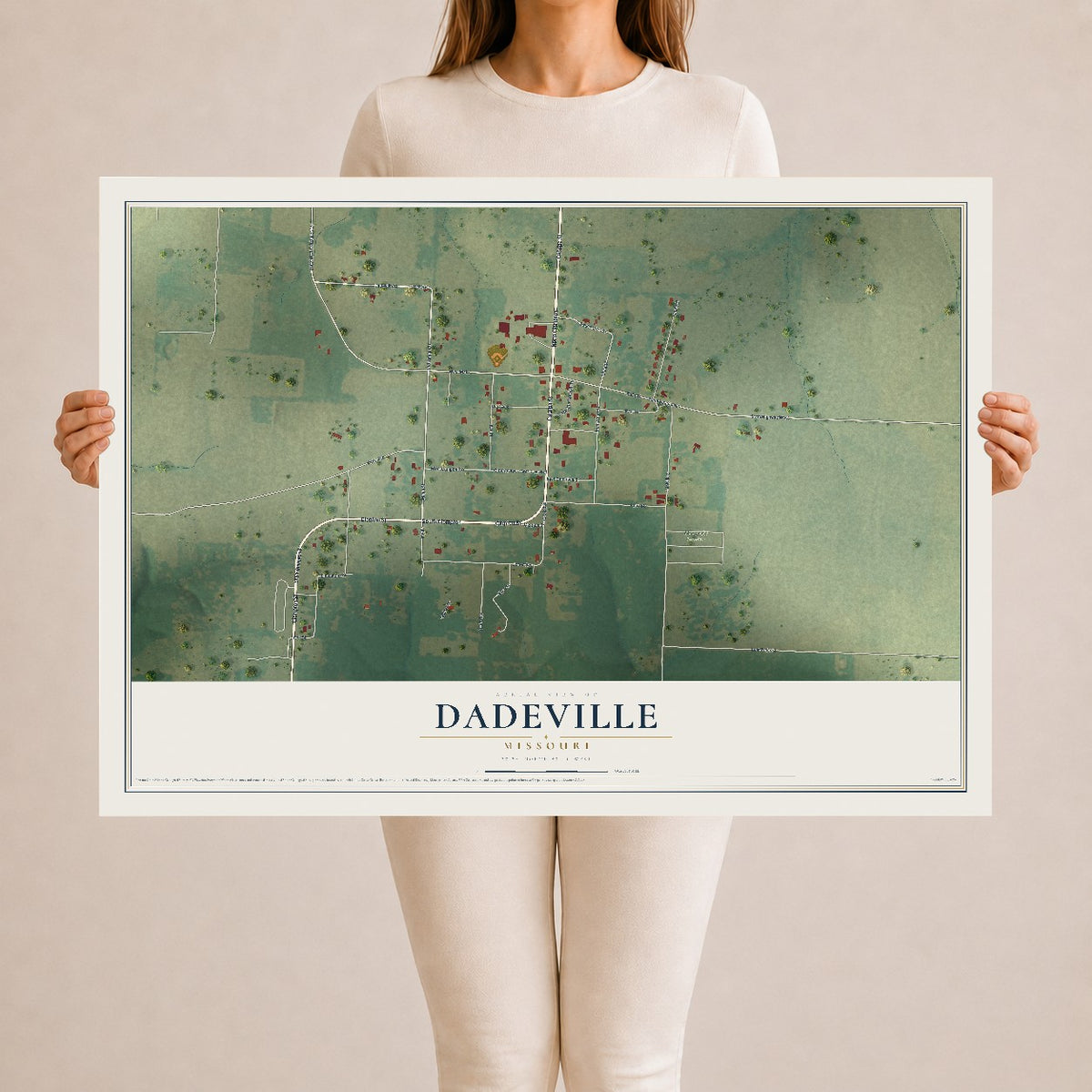 Map of Dadeville, Missouri, 24 x 36 inch unframed archival matte print