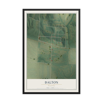 Map of Dalton, Missouri, 12 x 18 inch print in a black wood frame