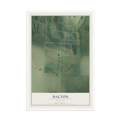 Map of Dalton, Missouri, 12 x 18 inch print in a white wood frame