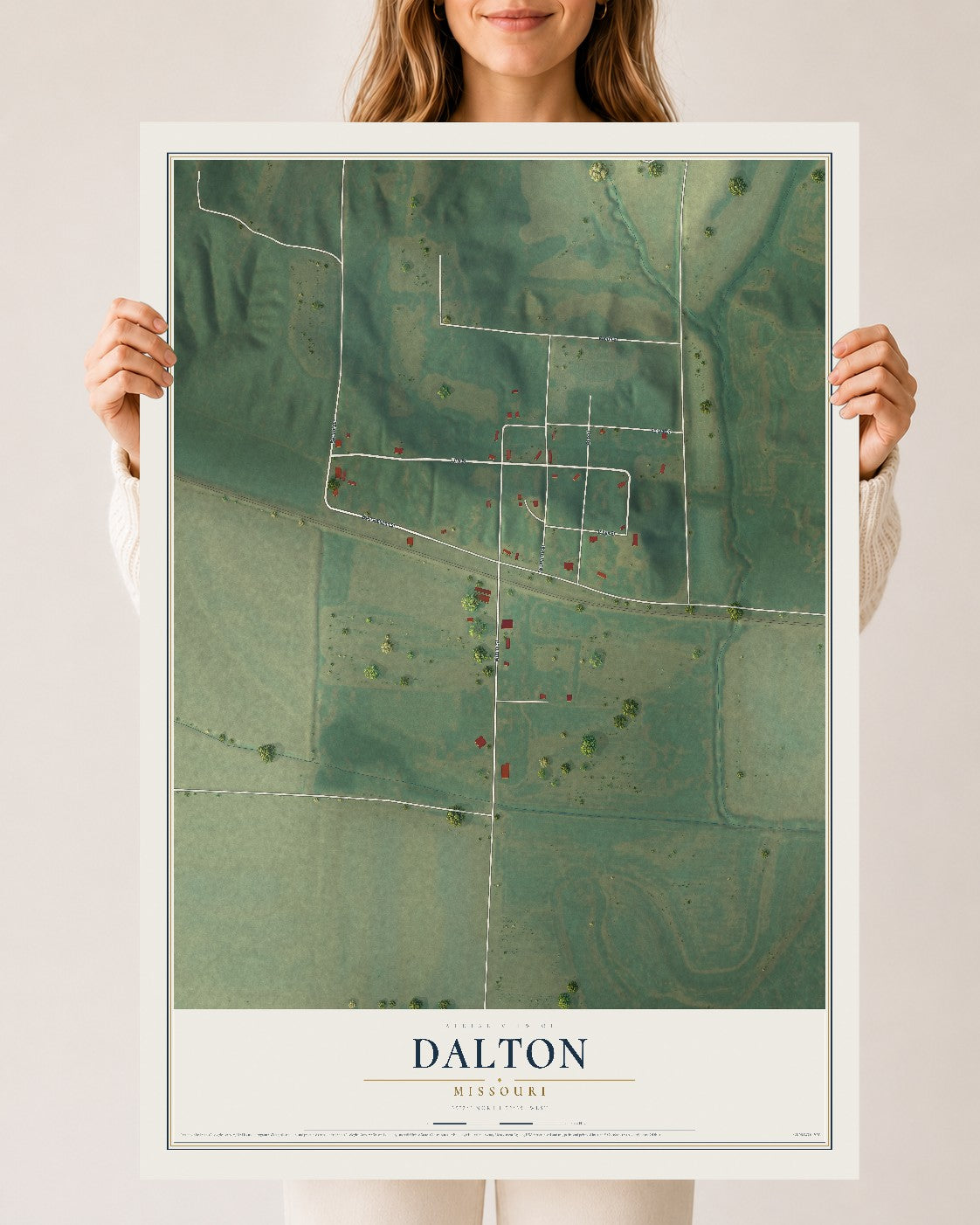 Map of Dalton, Missouri, 24 x 36 inch unframed archival matte print
