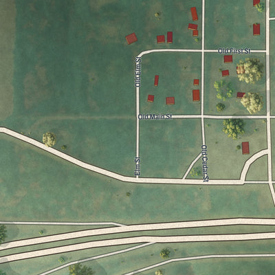 Close-up of the map of Danville, Missouri print showing street and building detail