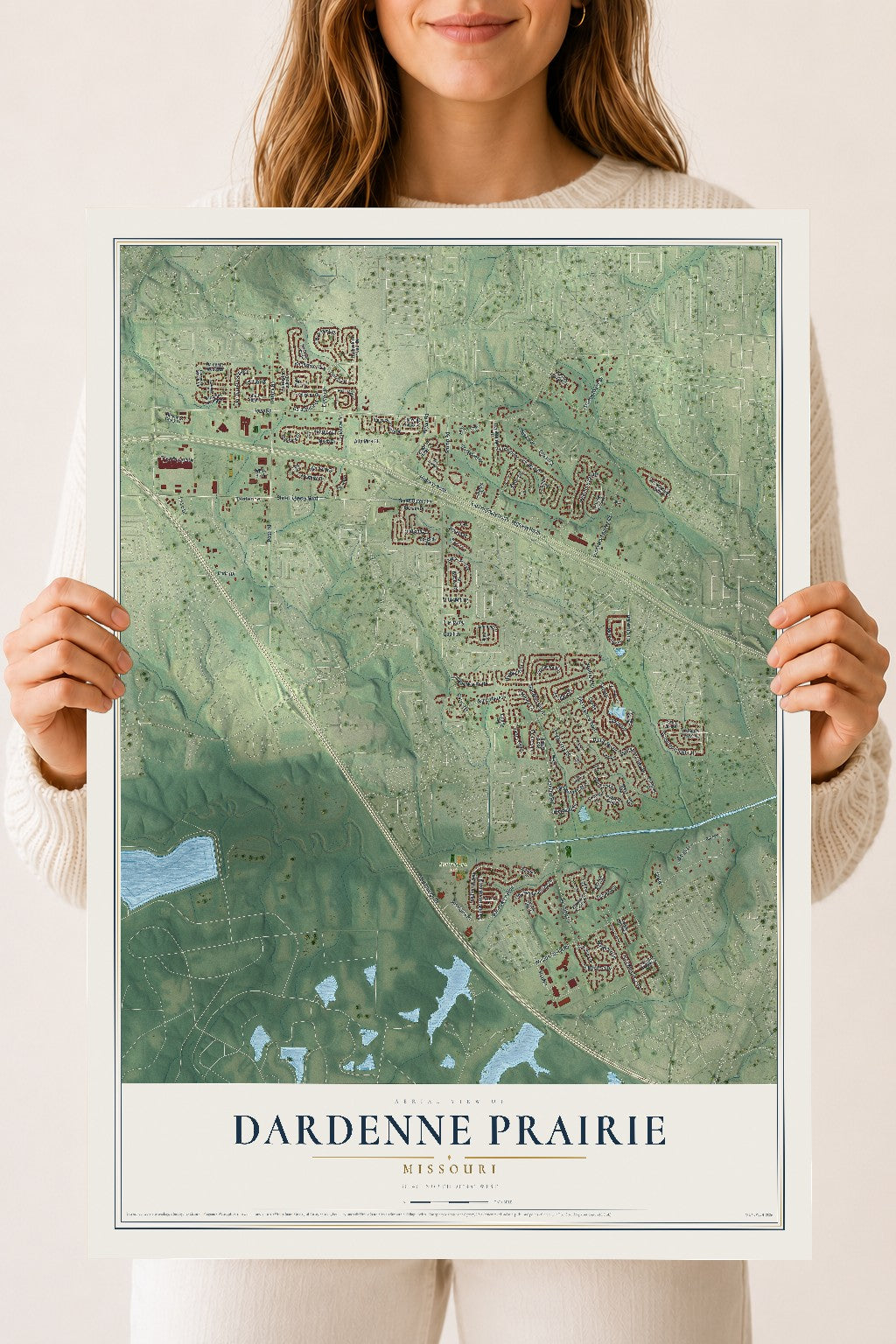 Map of Dardenne Prairie, Missouri, 18 x 24 inch unframed archival matte print