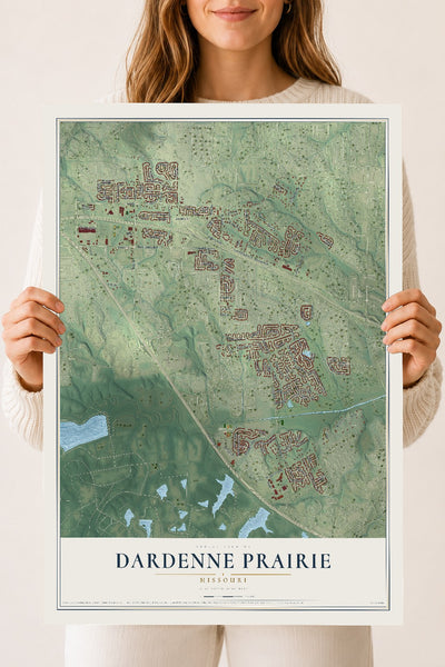 Map of Dardenne Prairie, Missouri, 18 x 24 inch unframed archival matte print