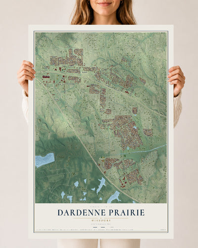 Map of Dardenne Prairie, Missouri, 24 x 36 inch unframed archival matte print