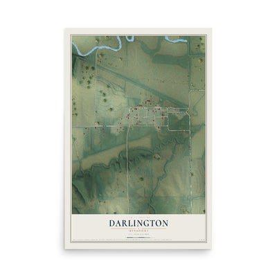 Map of Darlington, Missouri, 12 x 18 inch unframed archival matte print