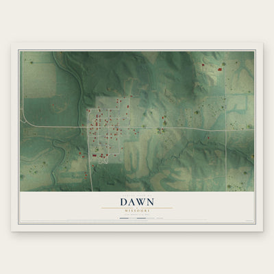 Dawn, Missouri map print, the full design