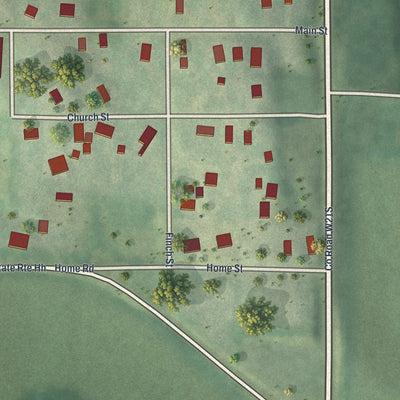 Second close-up of the map of De Kalb, Missouri print showing more streets and buildings