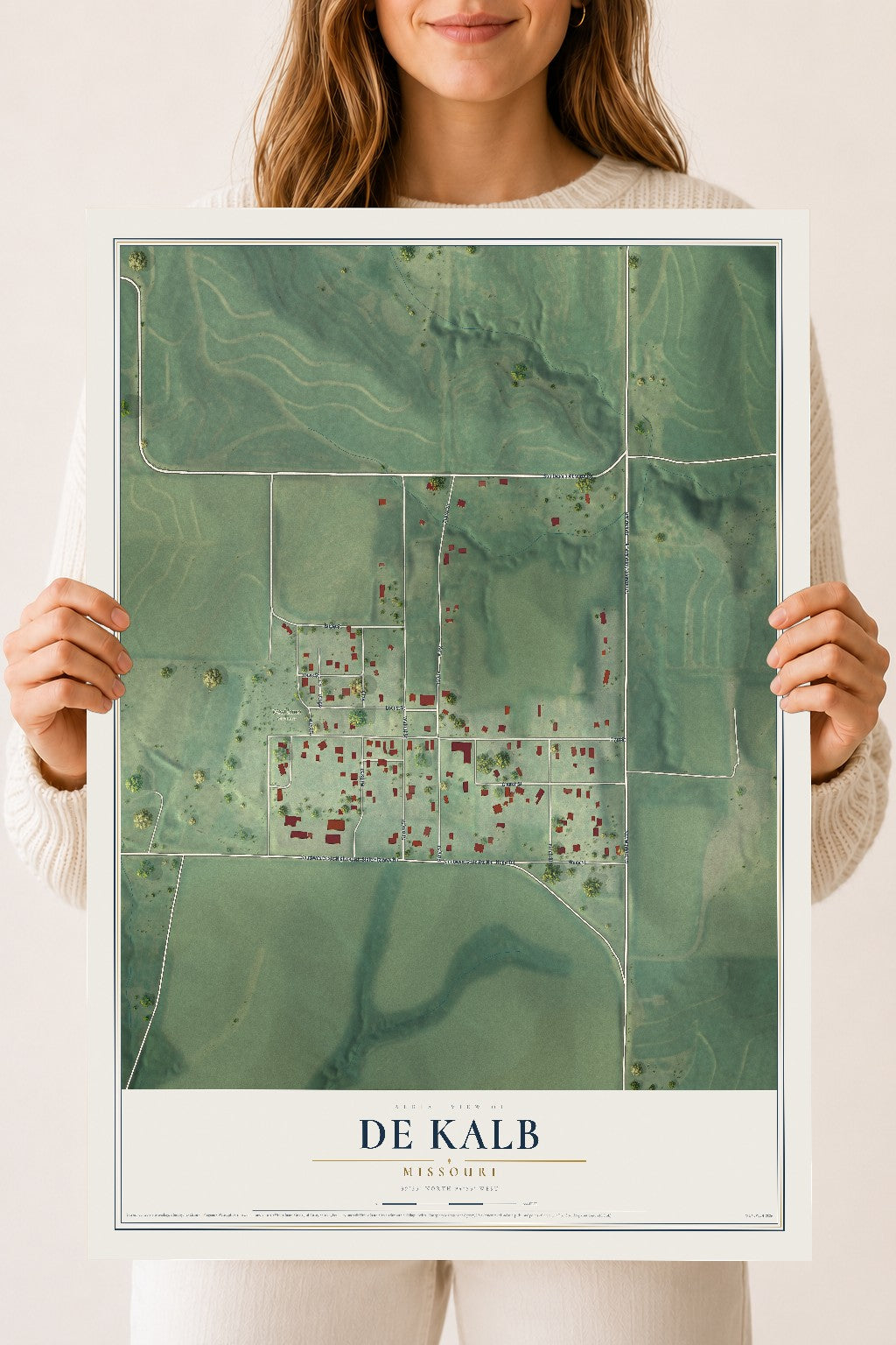 Map of De Kalb, Missouri, 18 x 24 inch unframed archival matte print