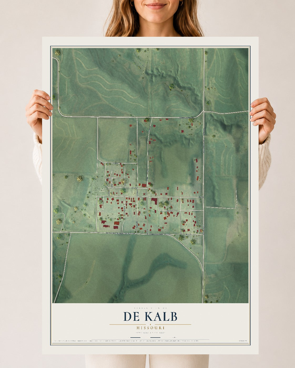 Map of De Kalb, Missouri, 24 x 36 inch unframed archival matte print
