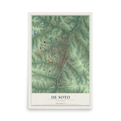 Map of De Soto, Missouri, 12 x 18 inch unframed archival matte print