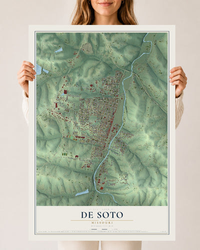 Map of De Soto, Missouri, 24 x 36 inch unframed archival matte print