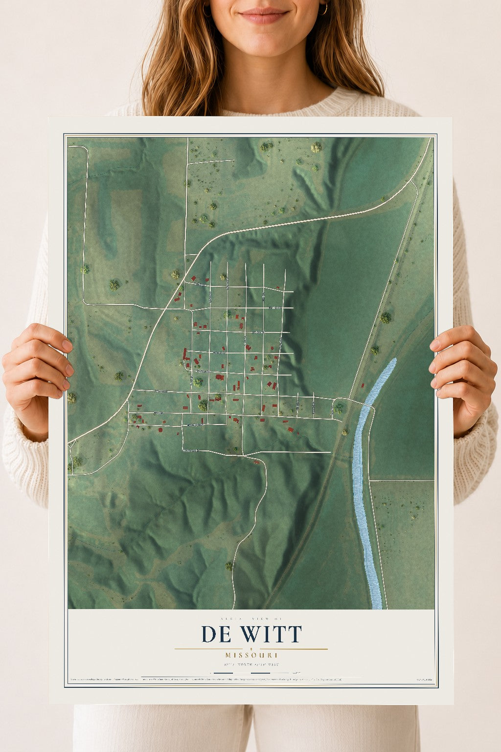 Map of De Witt, Missouri, 18 x 24 inch unframed archival matte print
