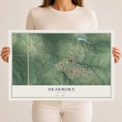 Map of Dearborn, Missouri, 12 x 18 inch unframed archival matte print