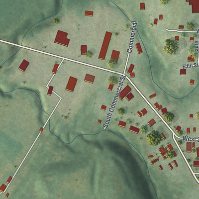 Second close-up of the map of Dearborn, Missouri print showing more streets and buildings