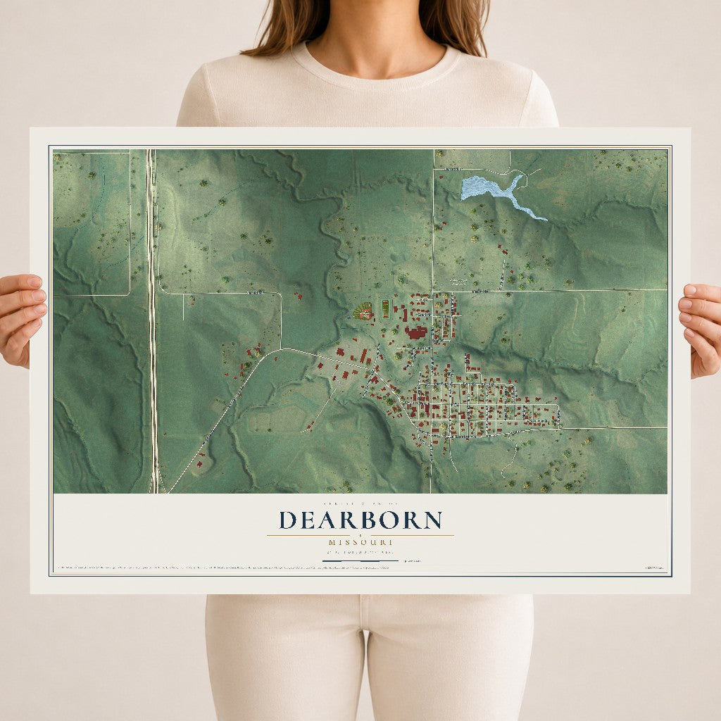 Map of Dearborn, Missouri, 18 x 24 inch unframed archival matte print