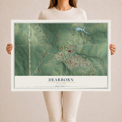 Map of Dearborn, Missouri, 24 x 36 inch unframed archival matte print