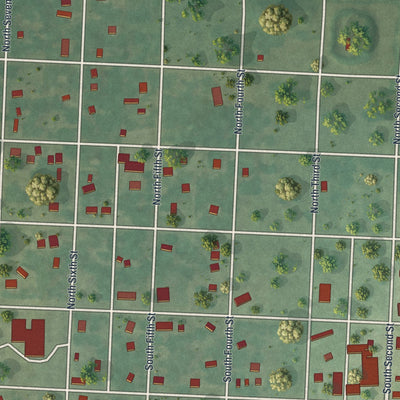 Close-up of the map of Deepwater, Missouri print showing street and building detail