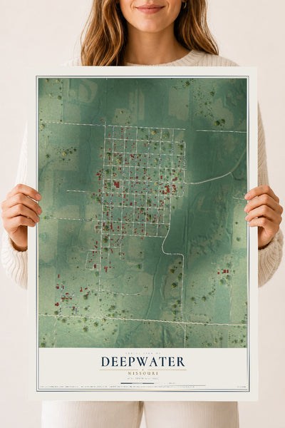 Map of Deepwater, Missouri, 18 x 24 inch unframed archival matte print