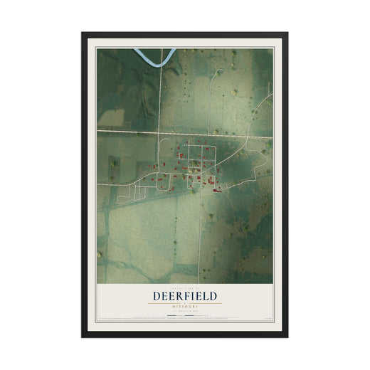 Map of Deerfield, Missouri, 12 x 18 inch print in a black wood frame