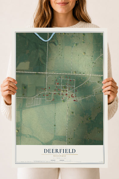 Map of Deerfield, Missouri, 18 x 24 inch unframed archival matte print
