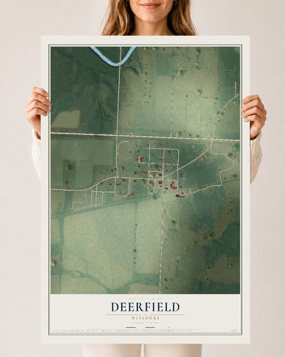 Map of Deerfield, Missouri, 24 x 36 inch unframed archival matte print