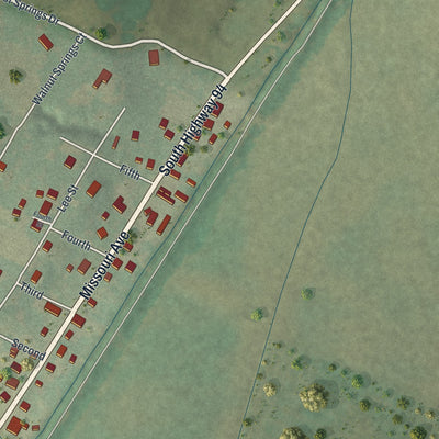 Close-up of the map of Defiance, Missouri print showing street and building detail