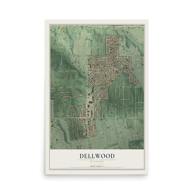 Map of Dellwood, Missouri, 12 x 18 inch unframed archival matte print