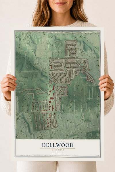 Map of Dellwood, Missouri, 18 x 24 inch unframed archival matte print