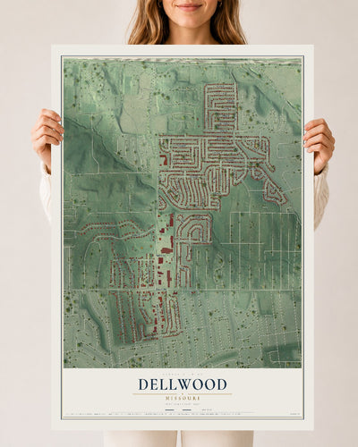 Map of Dellwood, Missouri, 24 x 36 inch unframed archival matte print