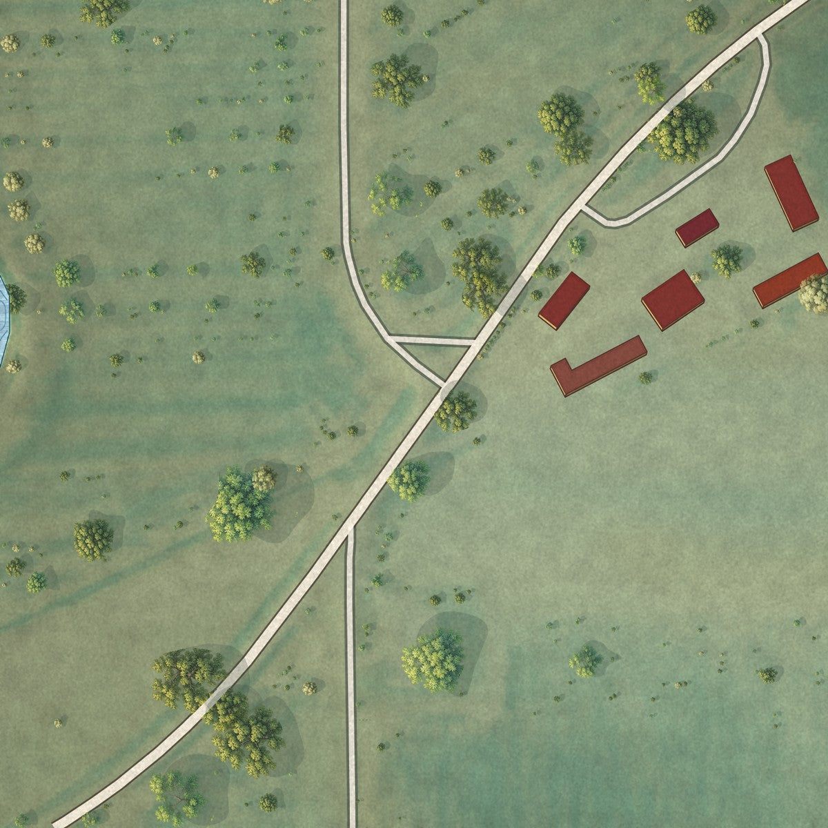 Second close-up of the map of Delta, Missouri print showing more streets and buildings