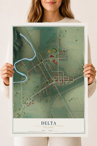 Map of Delta, Missouri, 18 x 24 inch unframed archival matte print