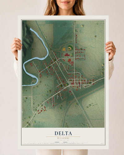 Map of Delta, Missouri, 24 x 36 inch unframed archival matte print