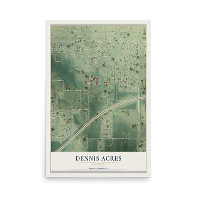 Map of Dennis Acres, Missouri, 12 x 18 inch unframed archival matte print