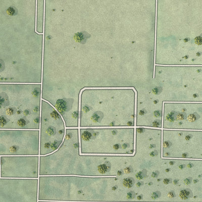 Second close-up of the map of Dennis Acres, Missouri print showing more streets and buildings